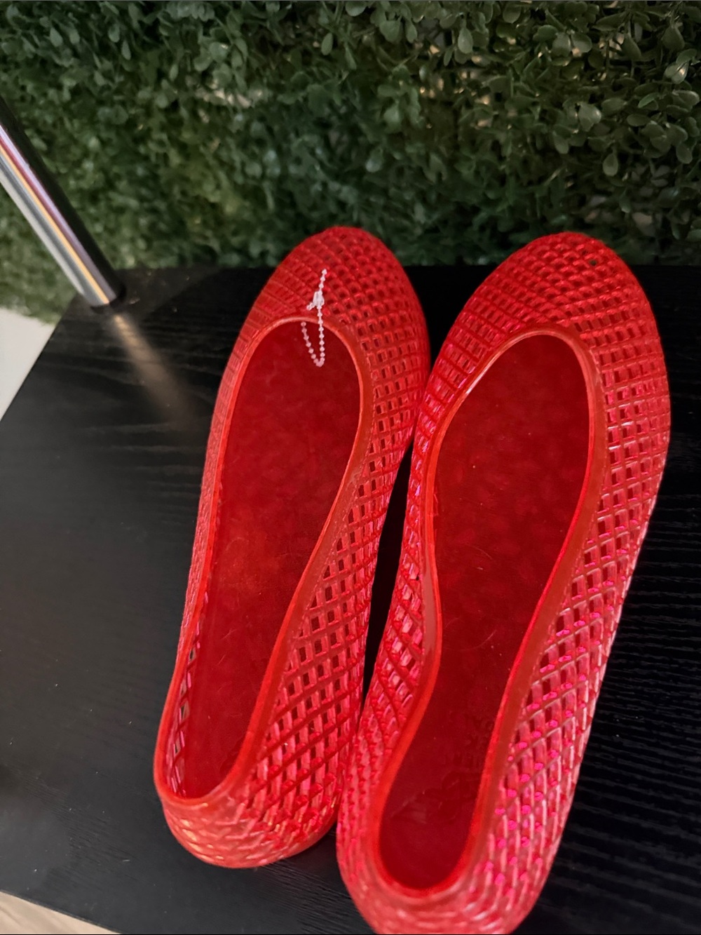 Ancient Greek Sandals Red Jelly Lattice Ballet Flats